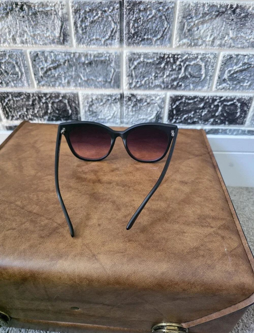 Quay Australia Cat Eye Sunglasses  Black Frame with Brown Gradient Lenses